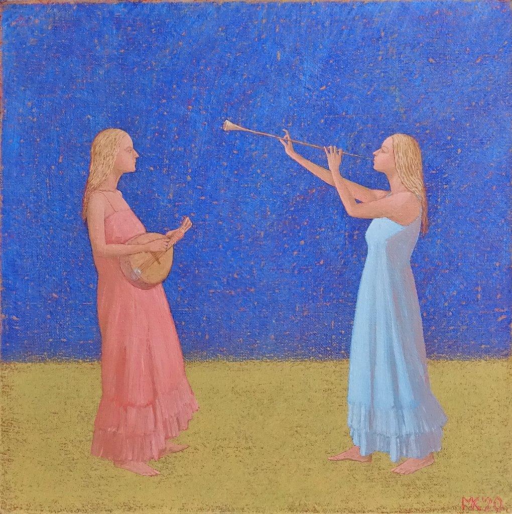 Mikołaj Kasprzyk - Duo II (Oil on Canvas | Wymiary: 36 x 36 cm | Cena: 2200 PLN)