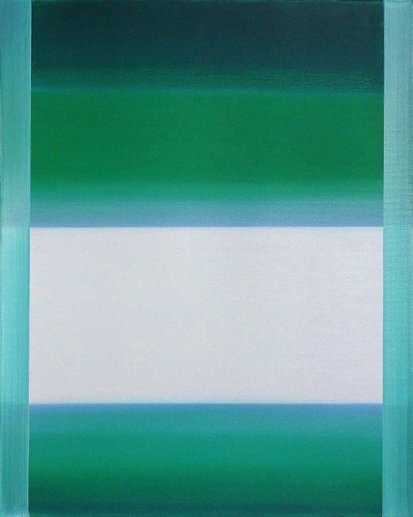 Anna Podlewska - White on grassy greens (Oil on Canvas | Wymiary: 46 x 56 cm | Cena: 2200 PLN)