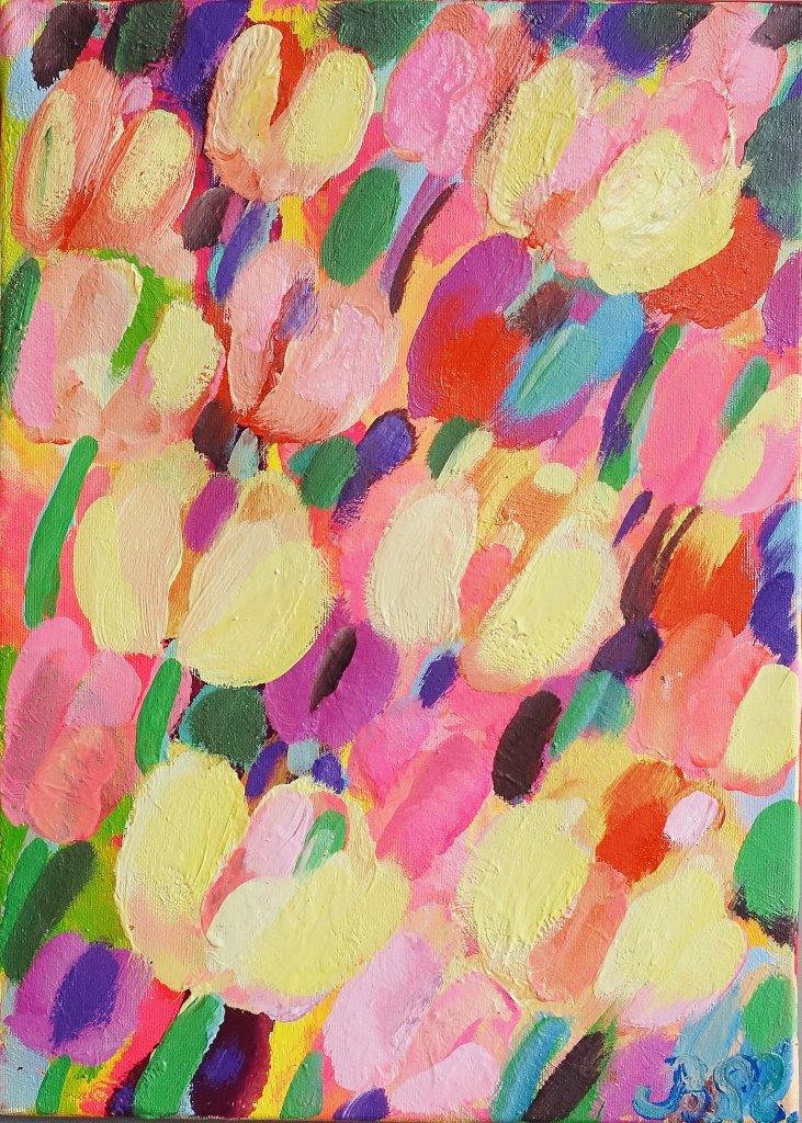 Beata Murawska - Tulips in the wind (Oil on Canvas | Wymiary: 33 x 46 cm | Cena: 2500 PLN)