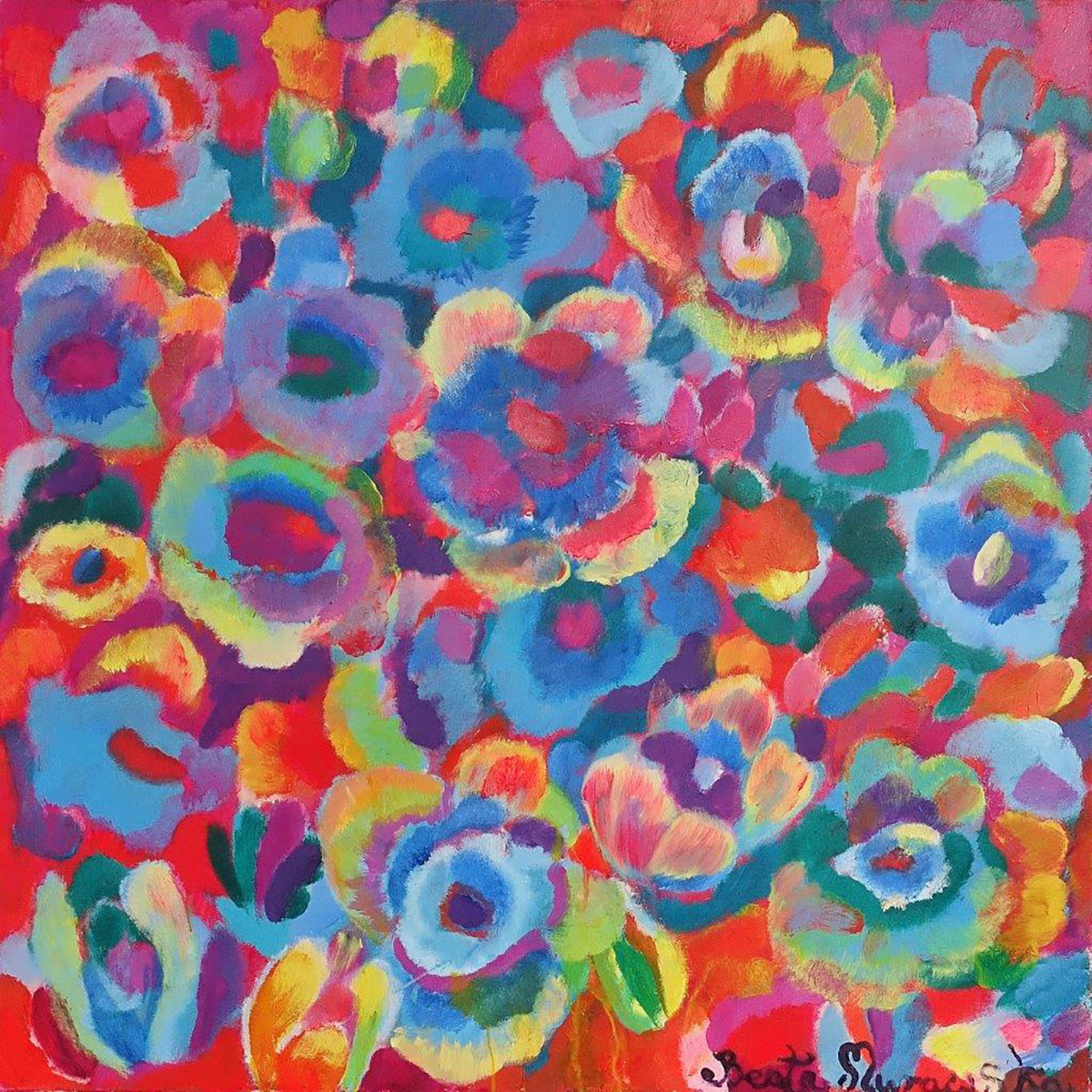 Beata Murawska - Anemones (Oil on Canvas | Size: 106 x 106 cm | Price: 7000 PLN)