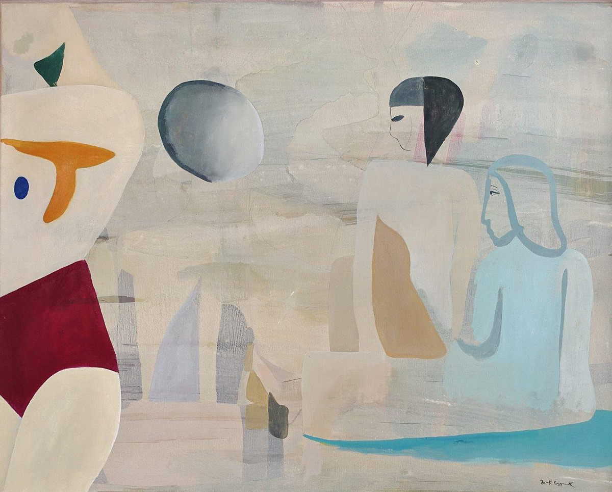 Jacek Cyganek - Me her and the others (Tempera on canvas | Größe: 106 x 86 cm | Preis: 4800 PLN)