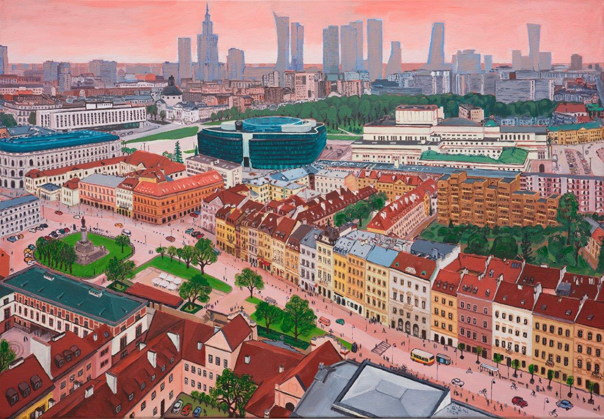 Krzysztof Kokoryn - Over Krakowskie Przedmieście (Oil on Canvas | Wymiary: 111 x 81 cm | Cena: 12000 PLN)