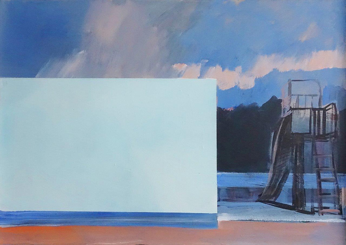 Maria Kiesner - Inclusion at the pool (Oil on Canvas | Größe: 78 x 58 cm | Preis: 4500 PLN)