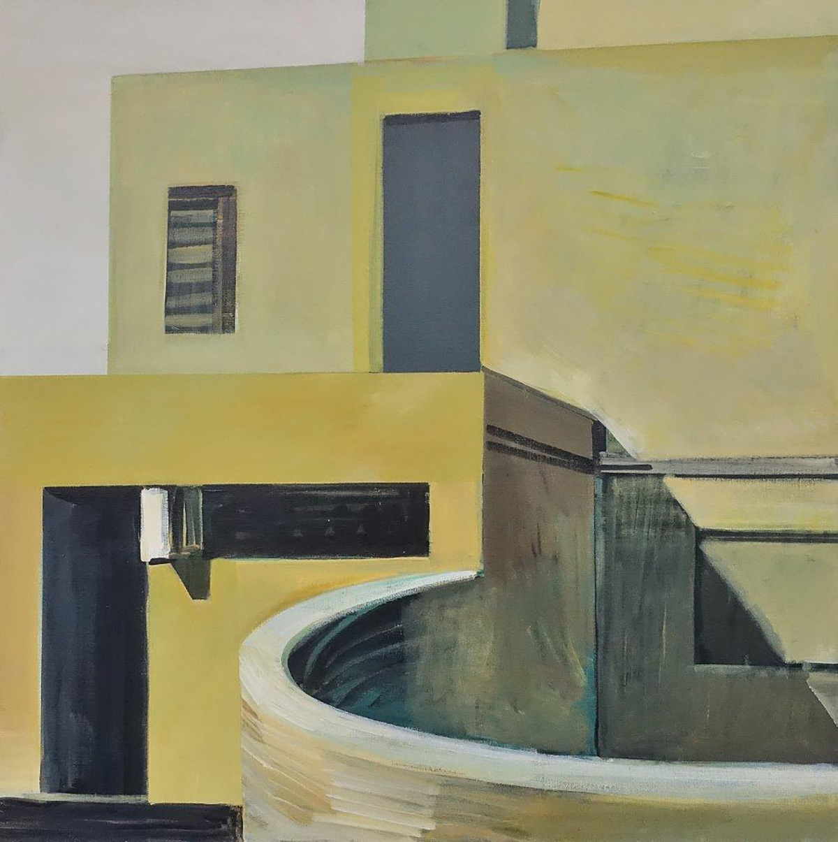 Maria Kiesner - Villa in yellow light (Oil on Canvas | Größe: 86 x 86 cm | Preis: 5500 PLN)