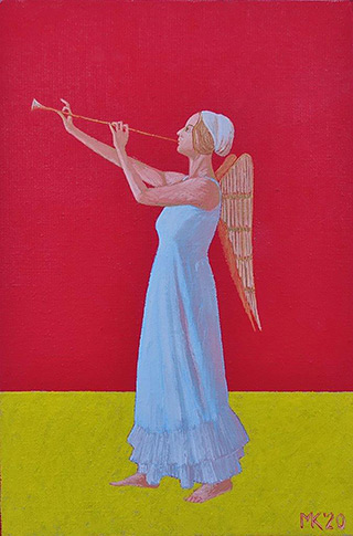 Mikołaj Kasprzyk : Angel with a trumpet : Oil on Canvas