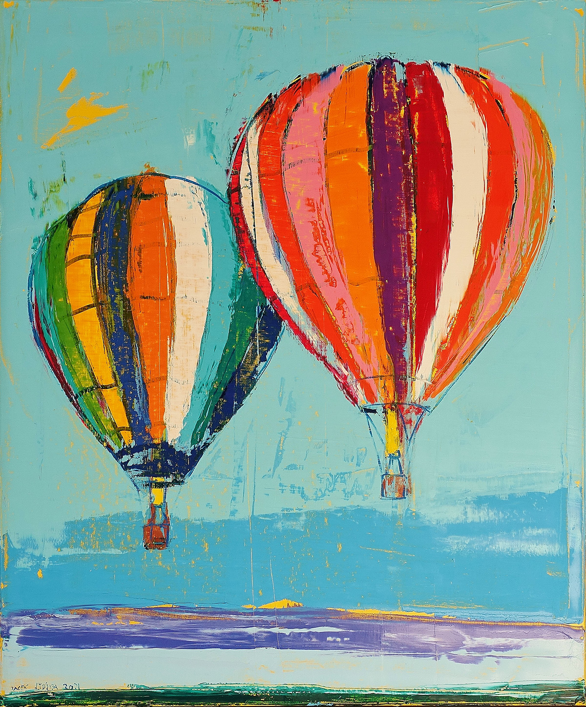 Jacek Łydżba - Two balloons (Oil on Canvas | Size: 106 x 126 cm | Price: 8000 PLN)