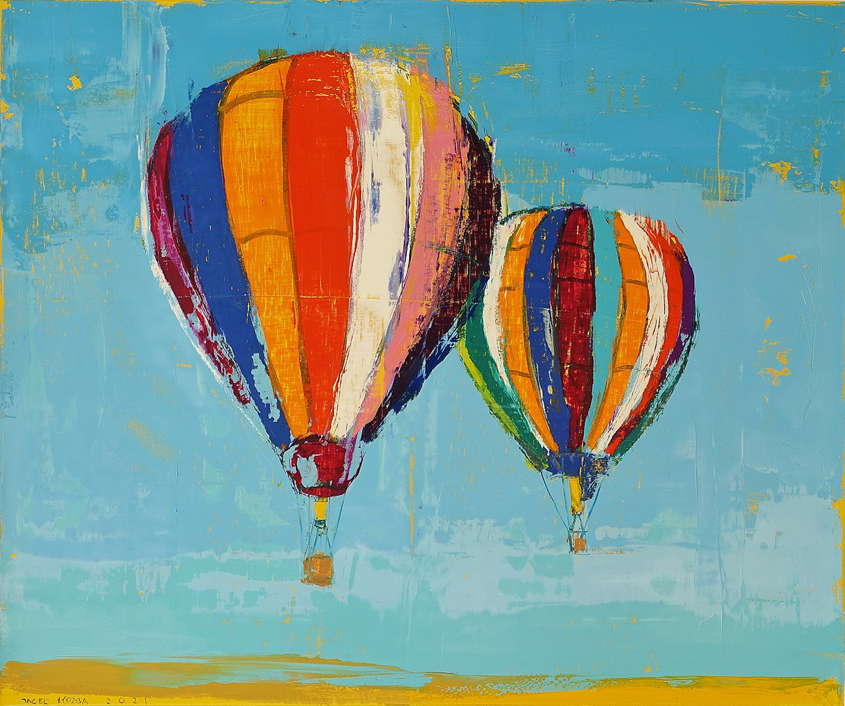 Jacek Łydżba - Two balloons (Oil on Canvas | Size: 126 x 106 cm | Price: 8000 PLN)