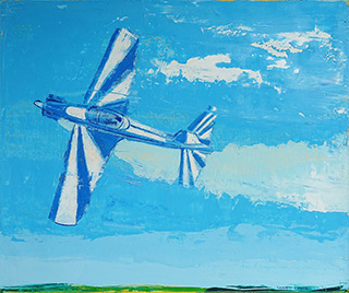 Jacek Łydżba : White aerobatic plane : Oil on Canvas