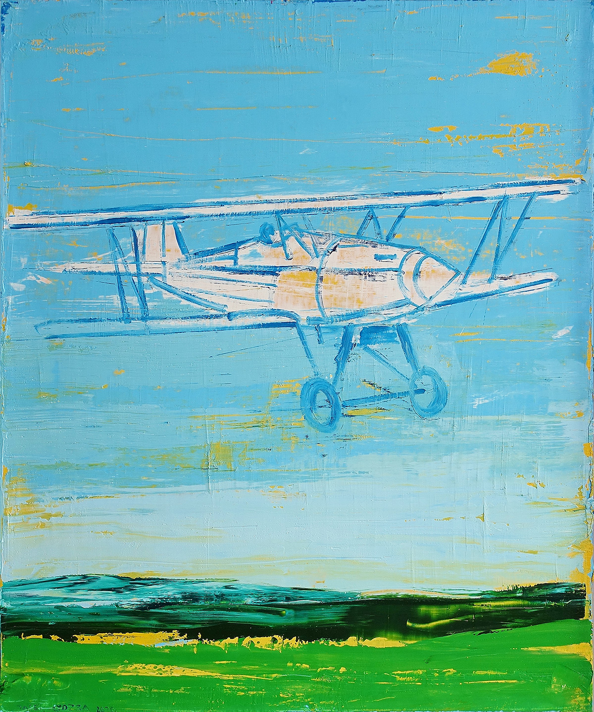 Jacek Łydżba - White plane (Oil on Canvas | Size: 106 x 126 cm | Price: 7500 PLN)