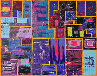 Krzysztof Pająk : DNA codes Purple painting : Oil on Canvas