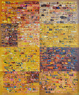 Krzysztof Pająk : Yellow DNA codes : Oil on Canvas