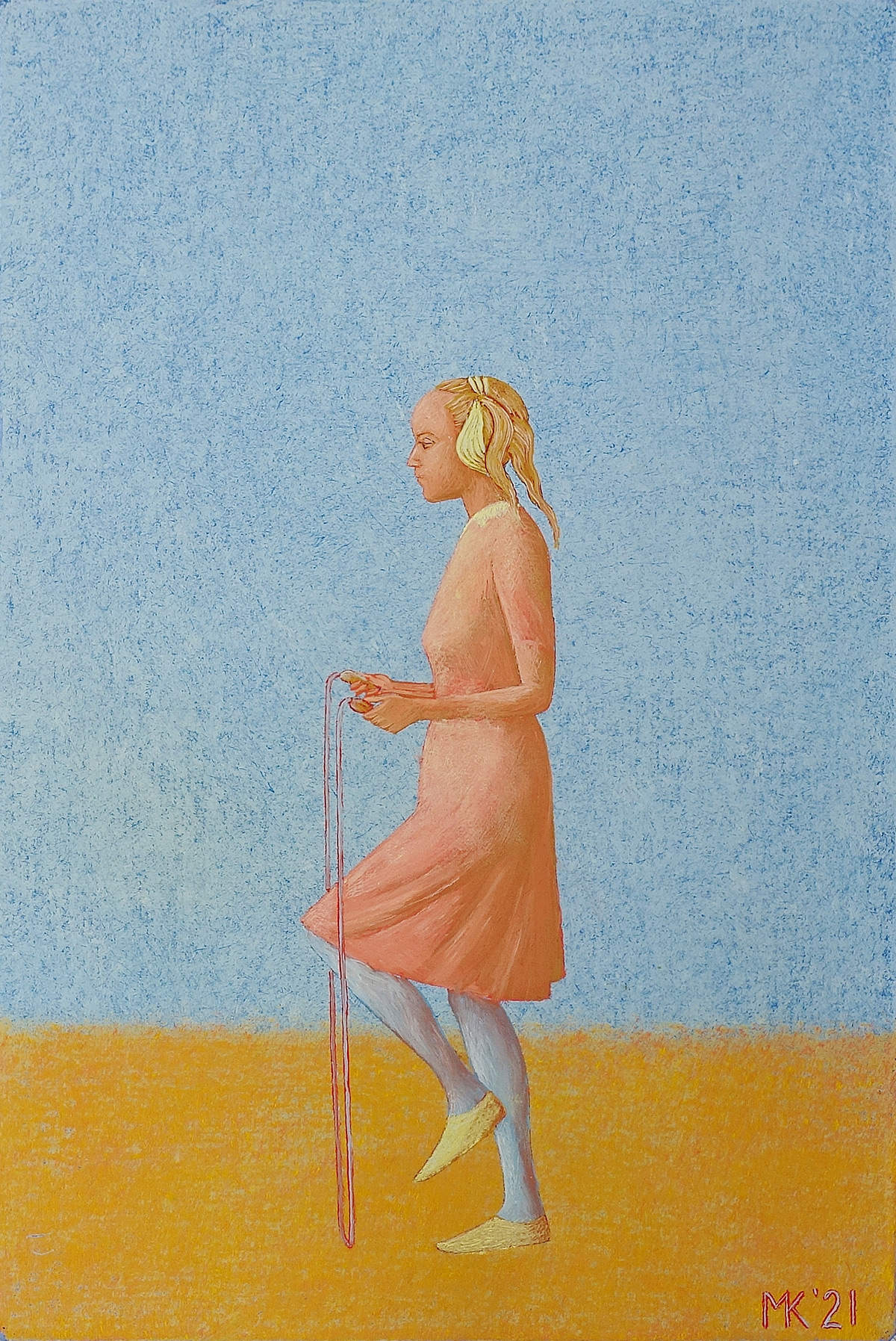 Mikołaj Kasprzyk - Jumping rope (Oil on Canvas | Size: 24 x 33 cm | Price: 1700 PLN)
