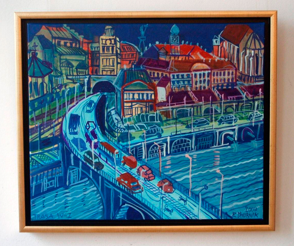 Edward Dwurnik - East-West route (Oil on Canvas | Size: 60 x 51 cm | Price: 8200 PLN)