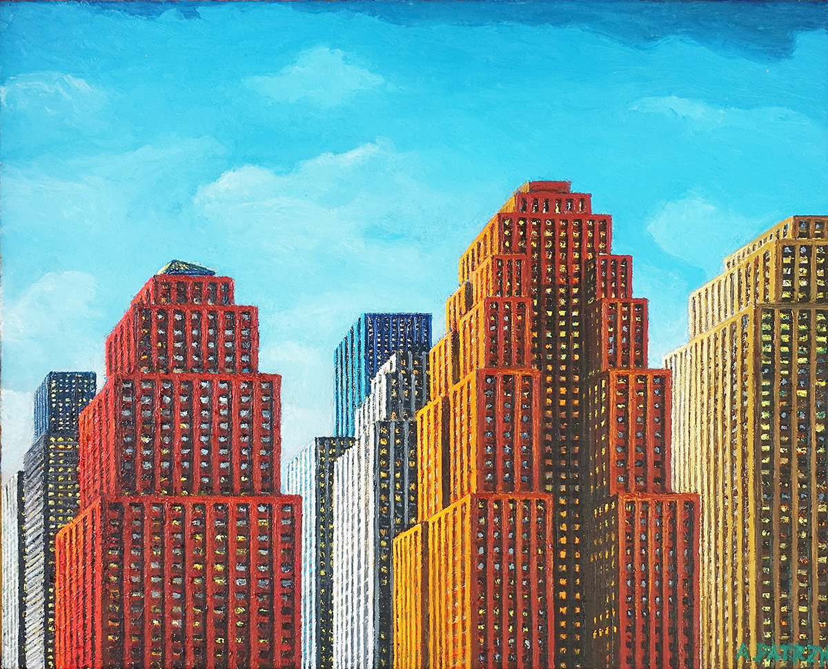 Adam Patrzyk - Skyscrapers (Oil on Canvas | Wymiary: 58 x 48 cm | Cena: 14000 PLN)