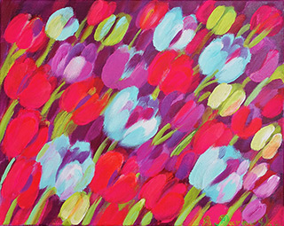 Beata Murawska : Neon Fluo Tulips : Oil on Canvas