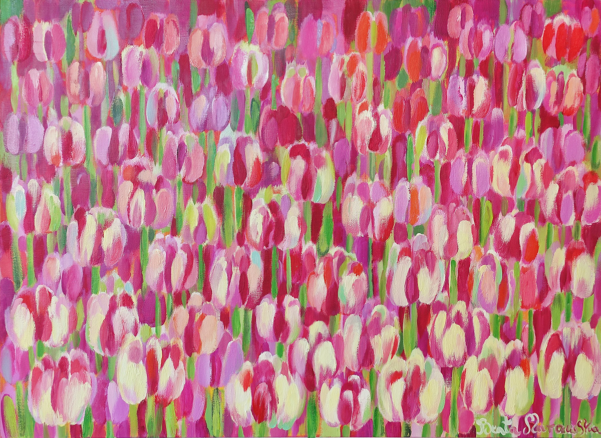 Beata Murawska - Pink garden (Oil on Canvas | Wymiary: 106 x 79 cm | Cena: 5500 PLN)