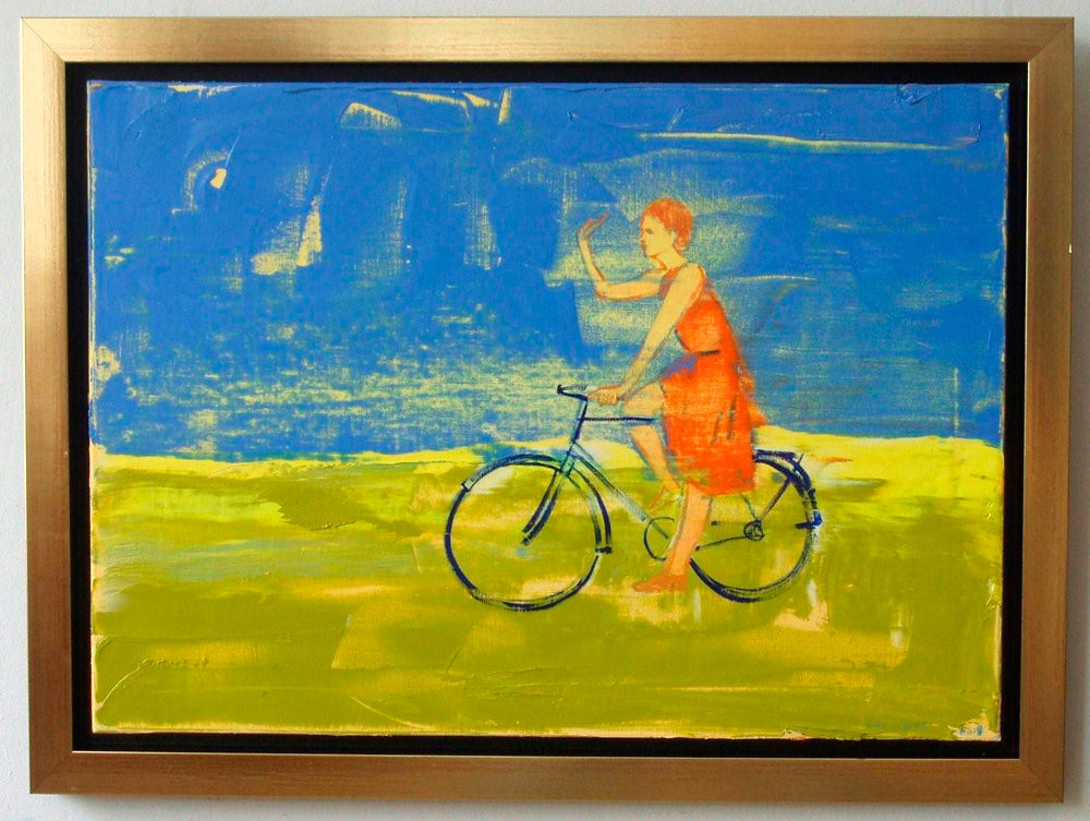 Jacek Łydżba - Cyclist (Oil on Canvas | Wymiary: 80 x 60 cm | Cena: 3500 PLN)