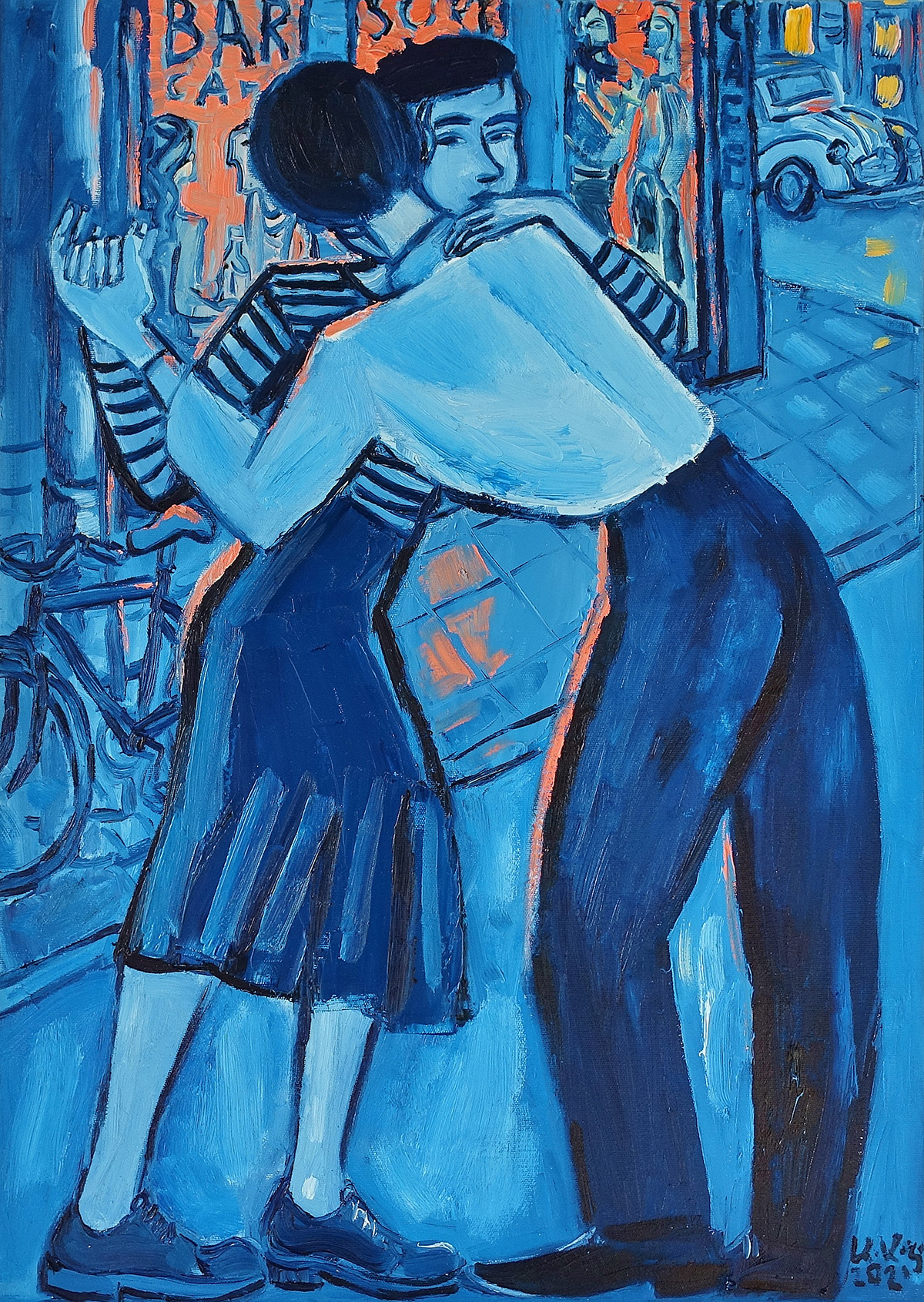 Krzysztof Kokoryn - Couple dancing (Oil on Canvas | Size: 56 x 76 cm | Price: 6000 PLN)