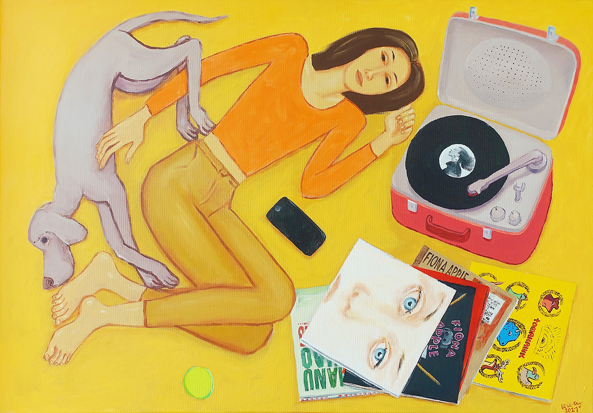 Krzysztof Kokoryn - In a yellow mood (Oil on Canvas | Size: 108 x 78 cm | Price: 8000 PLN)