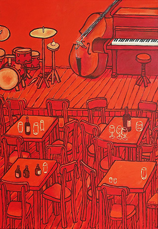 Krzysztof Kokoryn : Red pub : Oil on Canvas