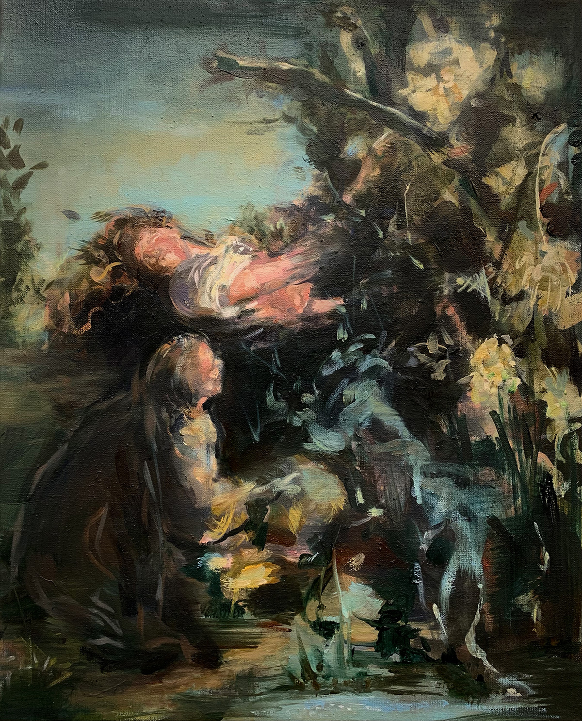 Julia Medyńska - Dance at the Lake (Oil on Canvas | Size: 41 x 51 cm | Price: 6500 PLN)