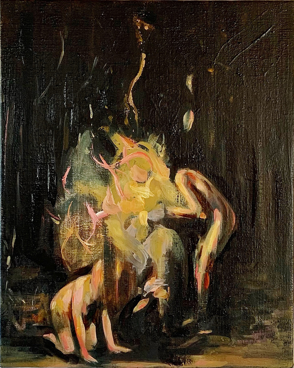 Julia Medyńska - Playing with fire (Oil on Canvas | Wymiary: 41 x 51 cm | Cena: 6000 PLN)