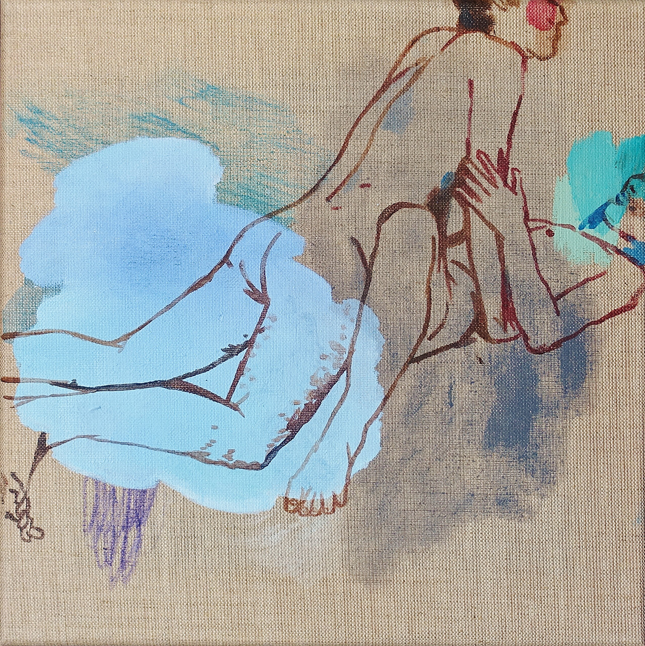 Agnieszka Sandomierz - The first step in the clouds (Tempera on canvas | Size: 36 x 36 cm | Price: 2800 PLN)