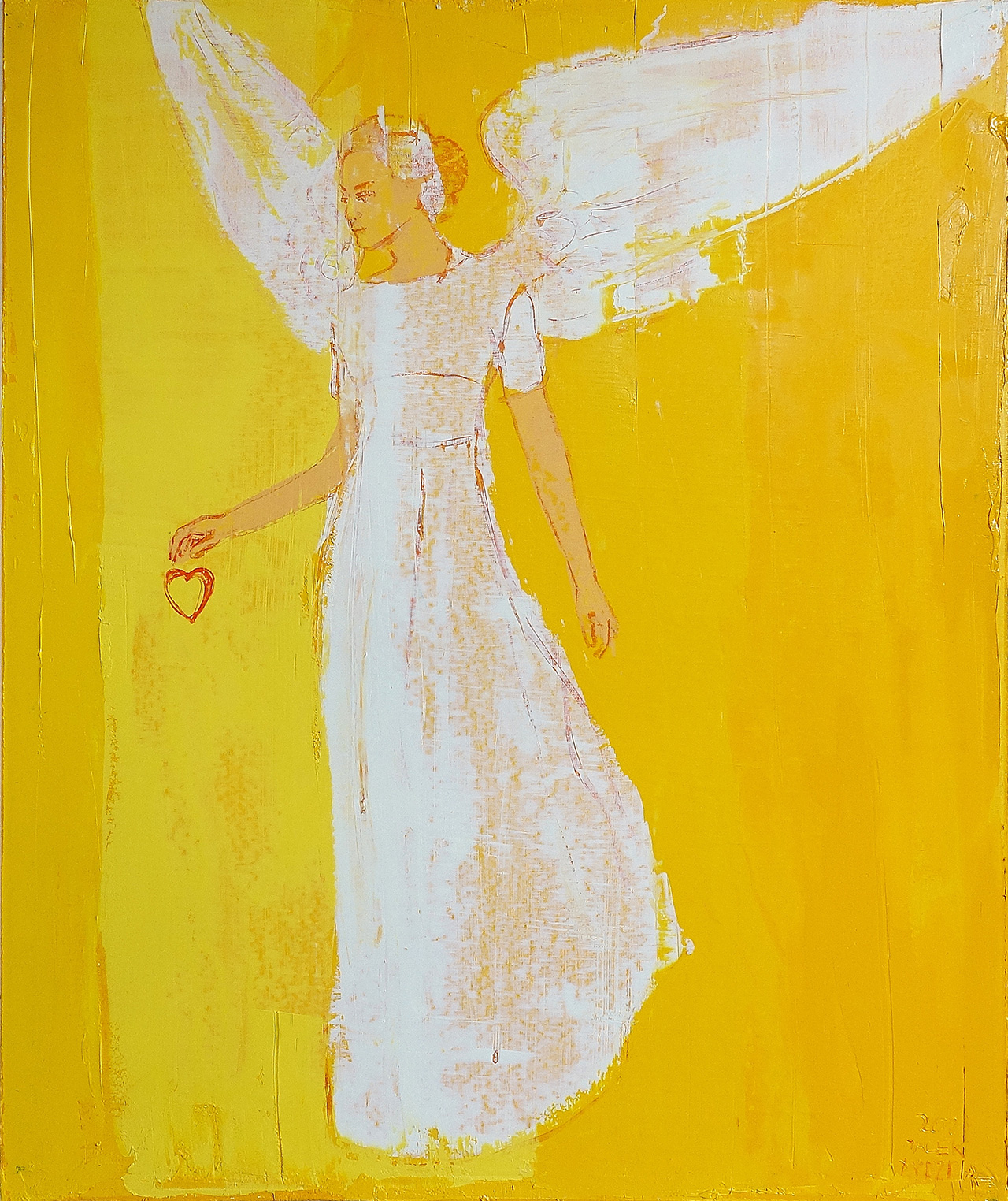 Jacek Łydżba - Angel with a heart (Oil on Canvas | Size: 108 x 128 cm | Price: 9000 PLN)