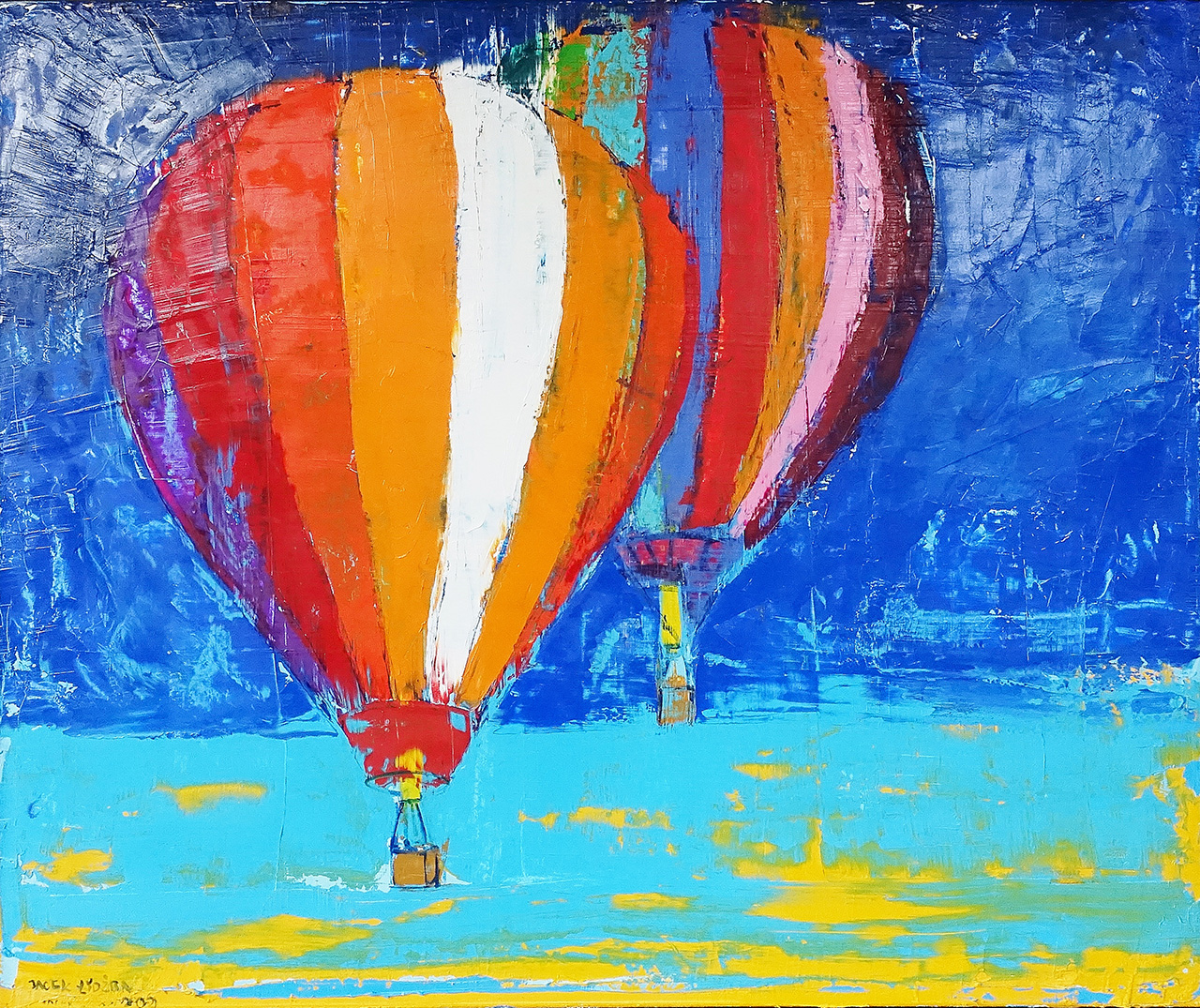 Jacek Łydżba - Balloon flight (Oil on Canvas | Size: 126 x 106 cm | Price: 8500 PLN)