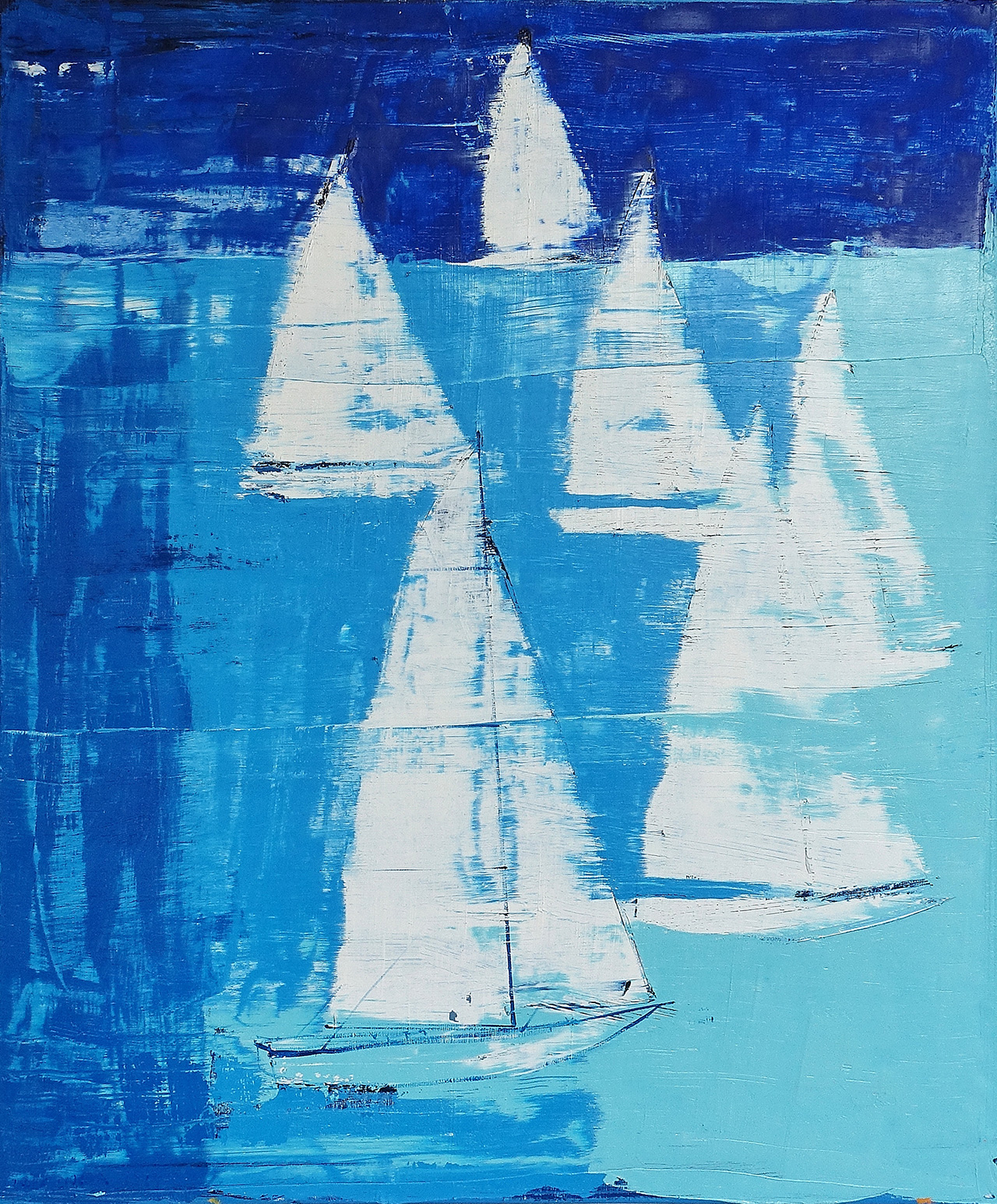 Jacek Łydżba - Sailing boats (Oil on Canvas | Size: 108 x 128 cm | Price: 8500 PLN)