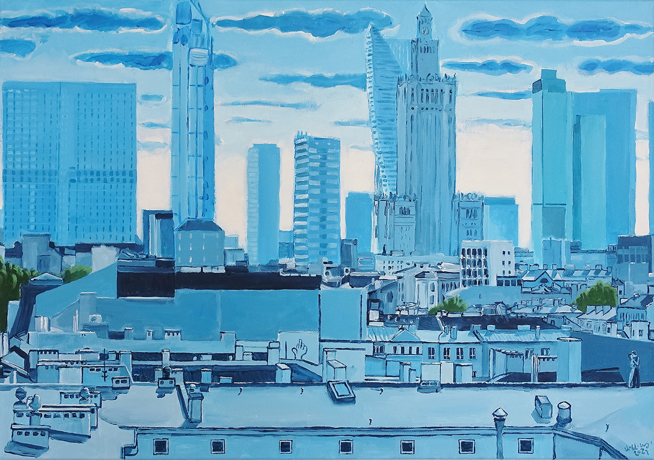Krzysztof Kokoryn - Blue Warsaw (Oil on canvas | Wymiary: 106 x 76 cm | Cena: 12000 PLN)