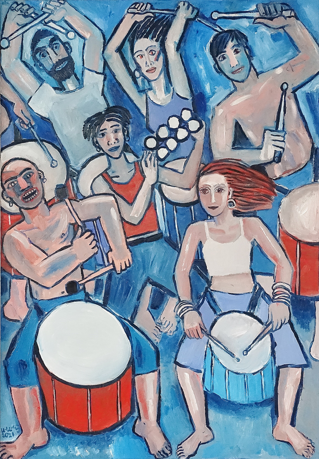 Krzysztof Kokoryn - Brazilian drummers (Oil on Canvas | Size: 76 x 106 cm | Price: 9000 PLN)