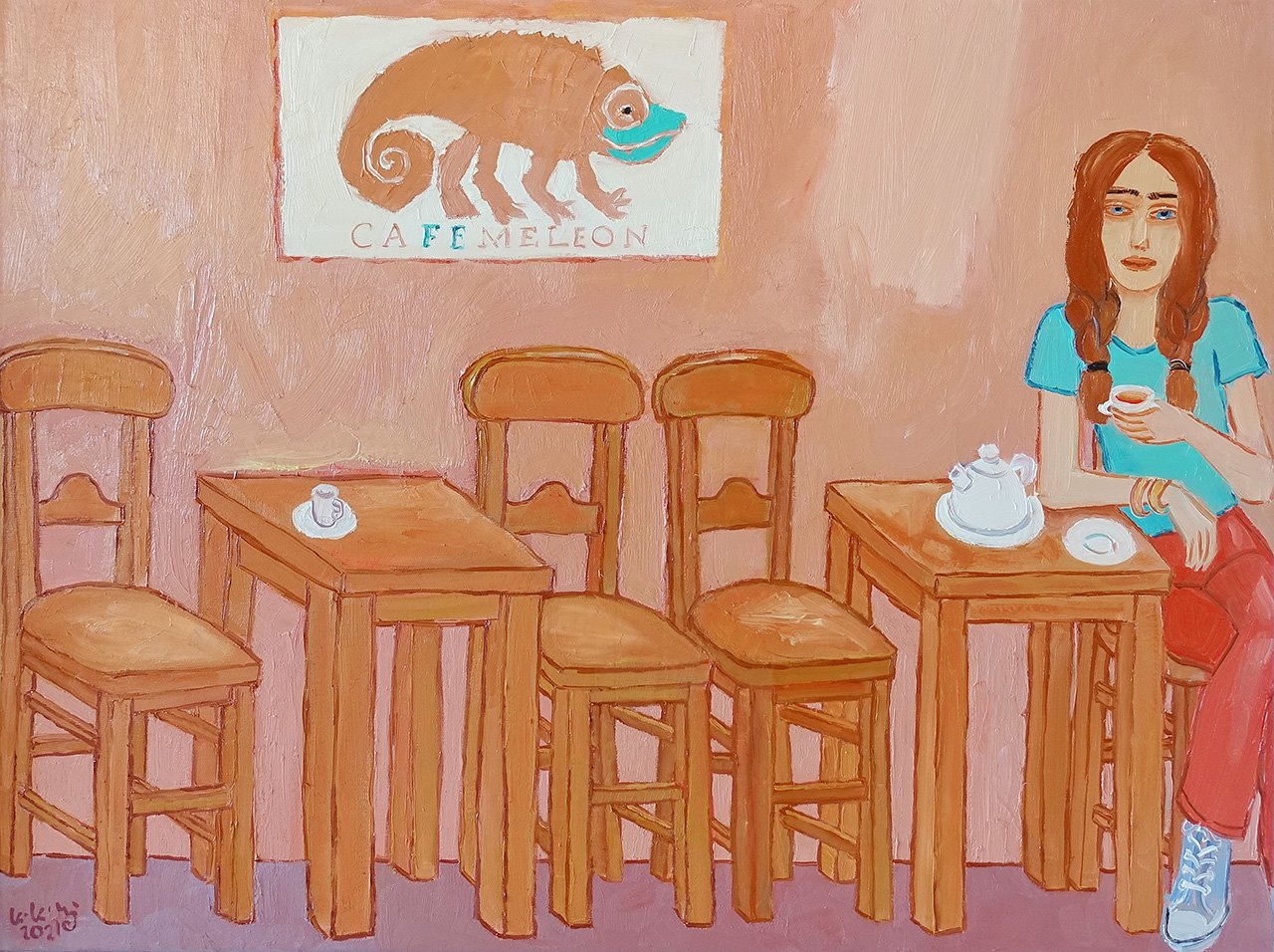 Krzysztof Kokoryn - Cafemeleon (Oil on Canvas | Wymiary: 86 x 66 cm | Cena: 5500 PLN)
