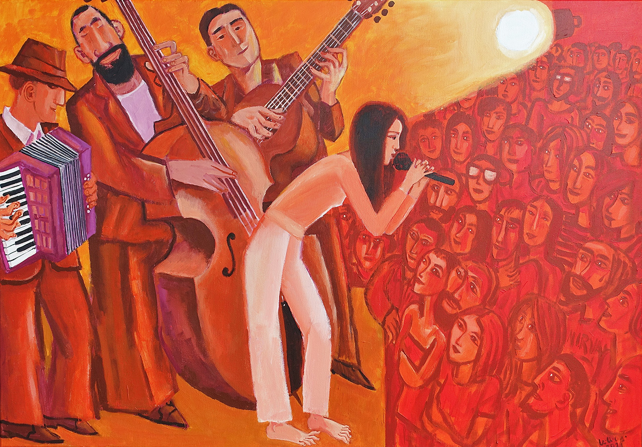 Krzysztof Kokoryn - Red concert (Oil on Canvas | Size: 108 x 78 cm | Price: 8000 PLN)