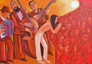 Krzysztof Kokoryn : Red concert : Oil on Canvas
