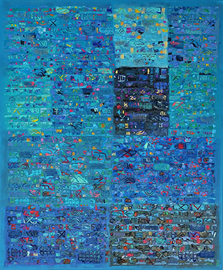 Krzysztof Pająk : Blue DNA Codes : Oil on Canvas