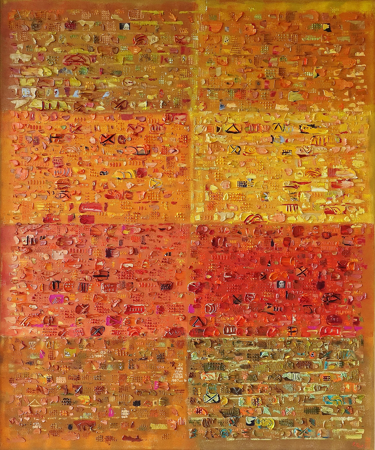 Krzysztof Pająk - Orange DNA Codes (Oil on Canvas | Wymiary: 106 x 126 cm | Cena: 8000 PLN)