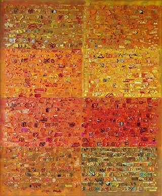 Krzysztof Pająk : Orange DNA Codes : Oil on Canvas