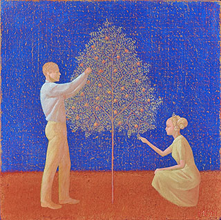 Mikołaj Kasprzyk : Dressing up the tree : Oil on Canvas