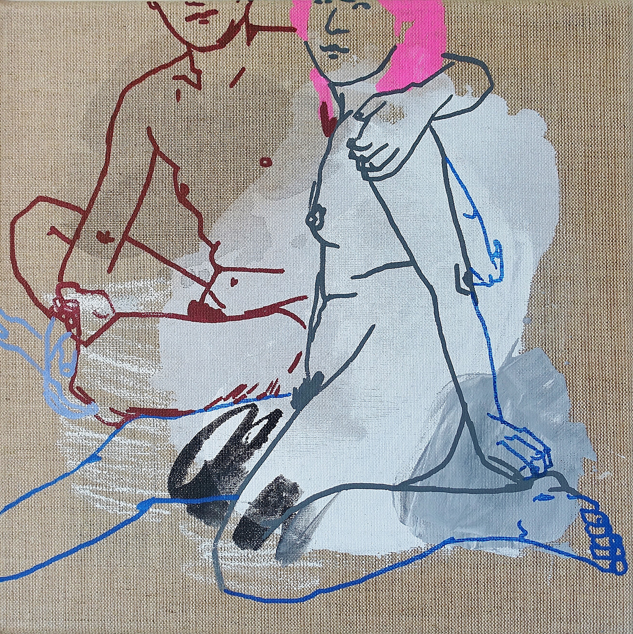 Agnieszka Sandomierz - Together (Tempera on canvas | Size: 36 x 36 cm | Price: 2800 PLN)