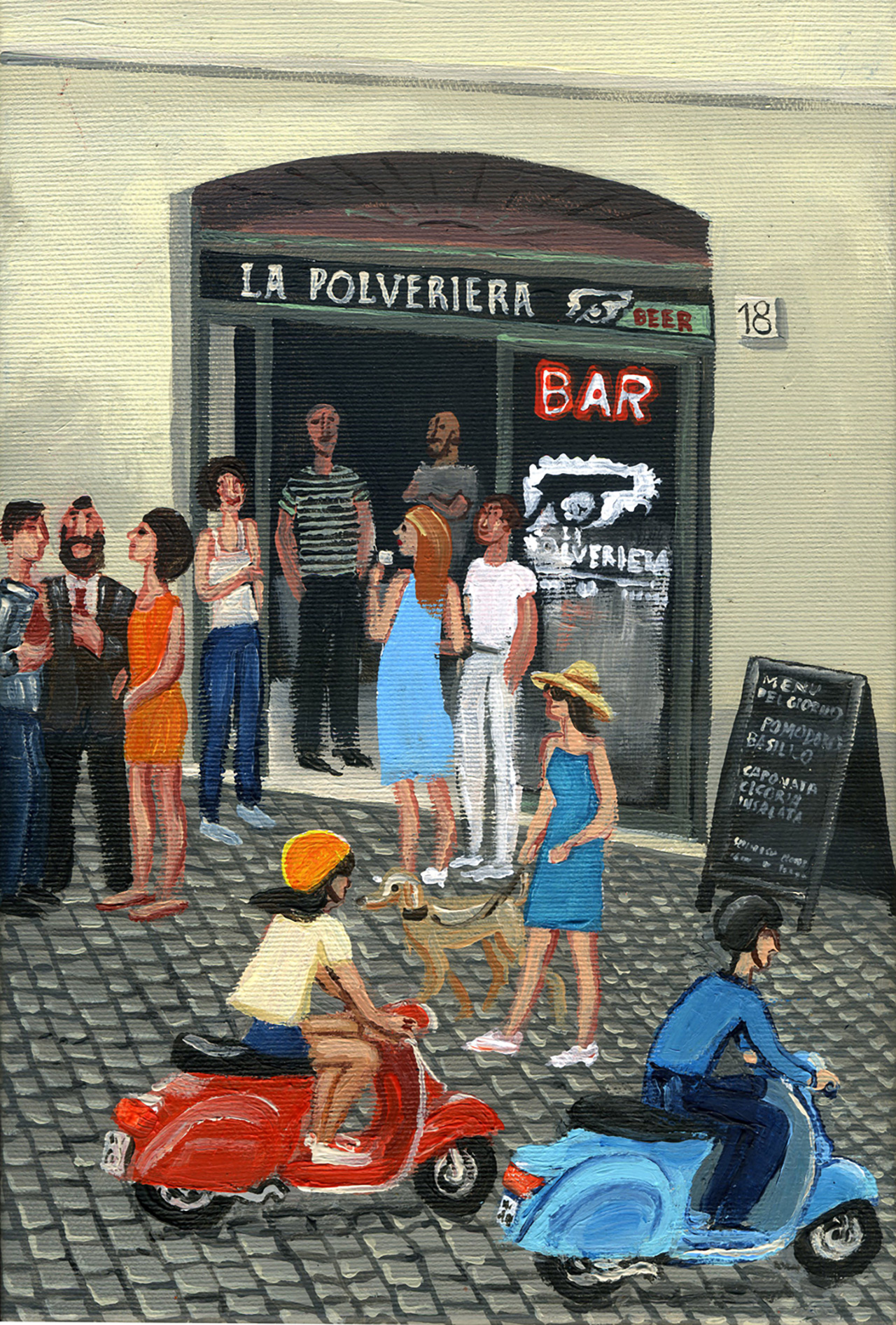 Krzysztof Kokoryn - Bar la Polveriera (Acrylic on canvas | Wymiary: 20 x 30 cm | Cena: 3500 PLN)