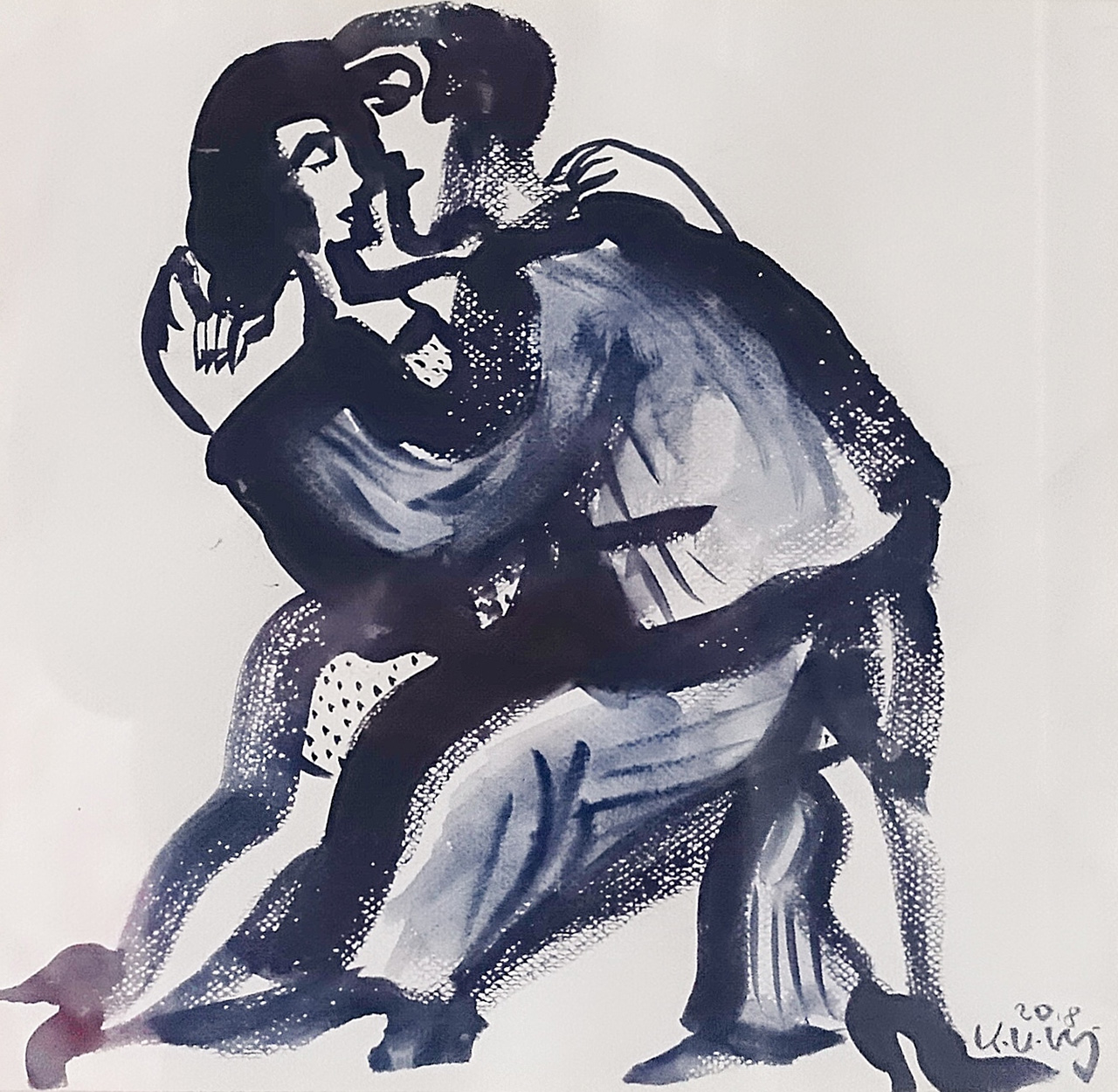 Krzysztof Kokoryn - Couple dancing (Ink on paper | Size: 48 x 47 cm | Price: 2500 PLN)