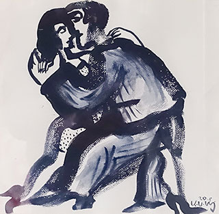 Krzysztof Kokoryn : Couple dancing : Ink on paper