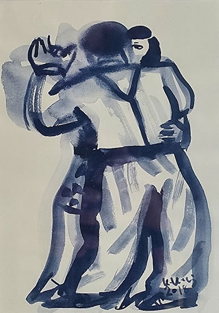 Krzysztof Kokoryn : Couple dancing No 1 : Ink on paper