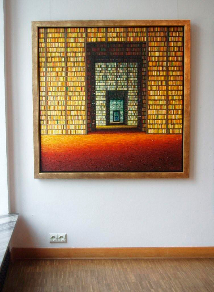 Adam Patrzyk - Grand library (Oil on Canvas | Wymiary: 134 x 134 cm | Cena: 16000 PLN)