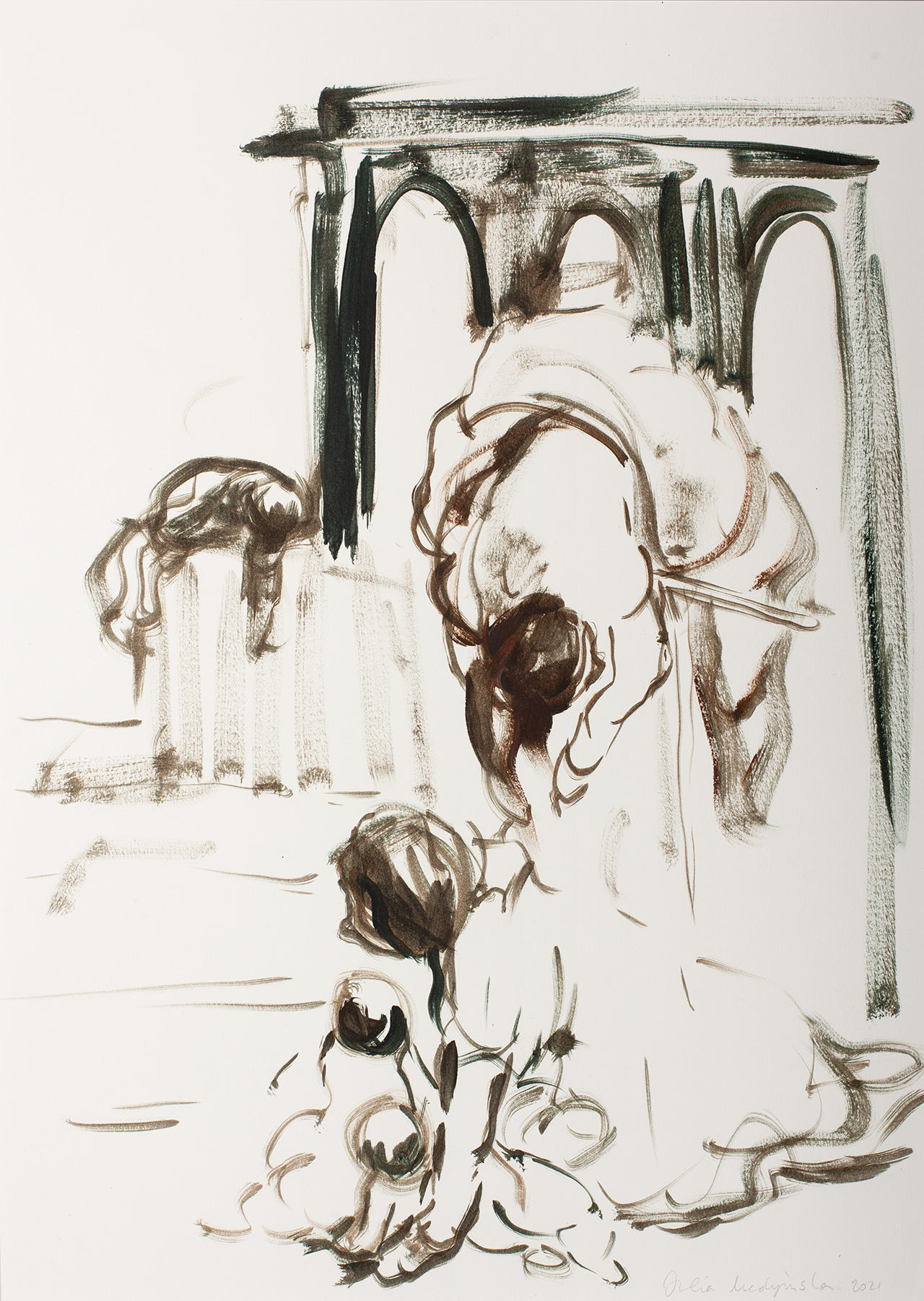 Julia Medyńska - Child's Play No 3 (Oil on paper | Wymiary: 30 x 42 cm | Cena: 2600 PLN)