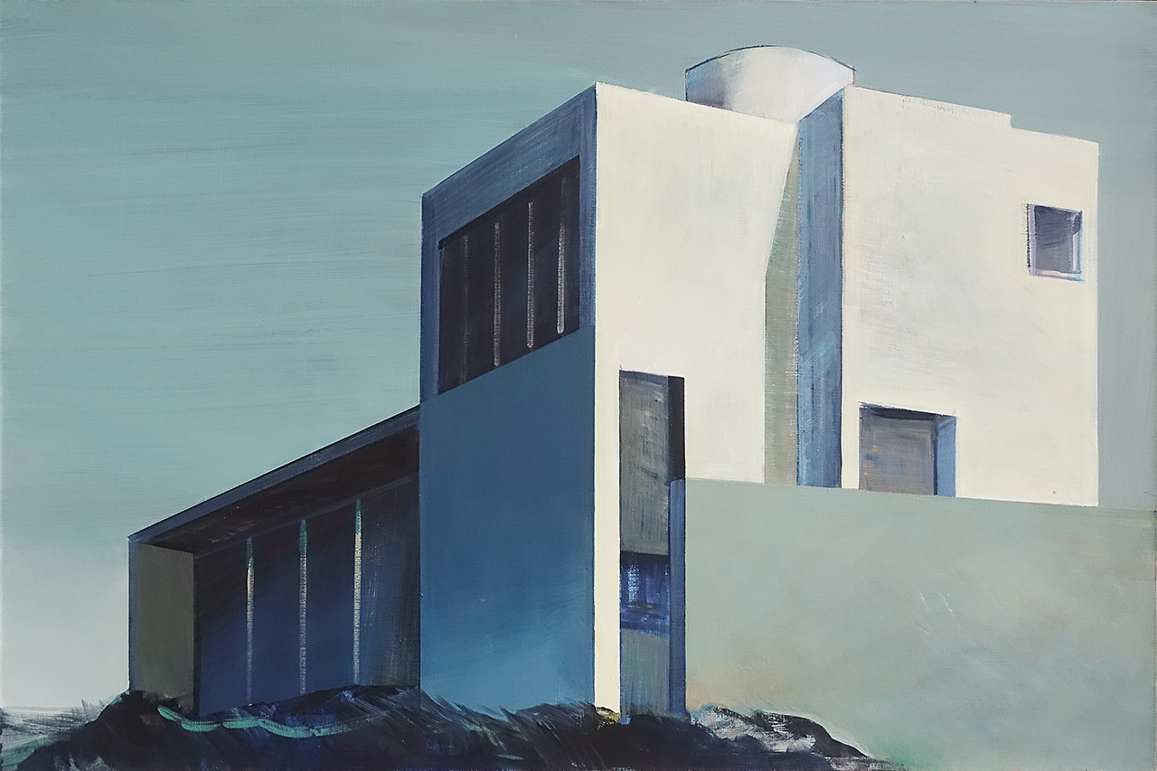 Maria Kiesner - House by the sea (Tempera on canvas | Wymiary: 96 x 66 cm | Cena: 5500 PLN)