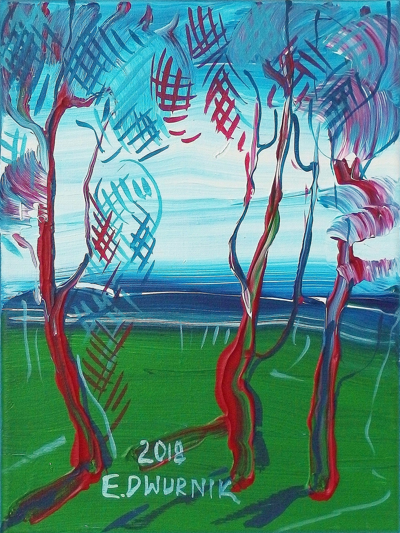 Edward Dwurnik - Sosny (Oil on Canvas | Size: 38 x 48 cm | Price: 32000 PLN)