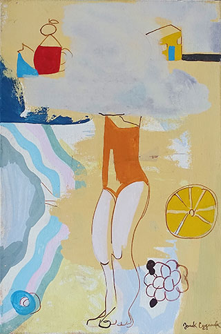 Jacek Cyganek : Figure with lemon : Tempera on canvas