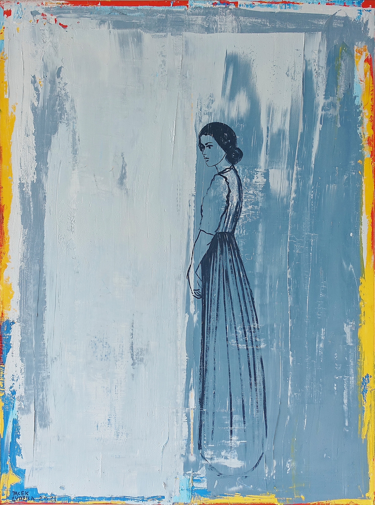 Jacek Łydżba - The girl in grays (Oil on Canvas | Size: 126 x 166 cm | Price: 14000 PLN)